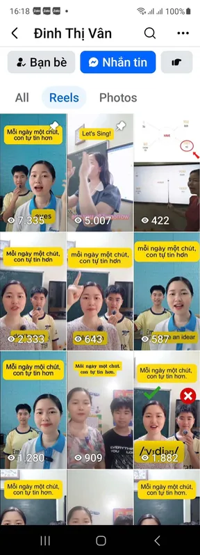 Kênh Đinh Thị Vân, reels vài nghìn view